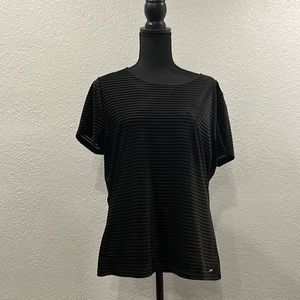 Calvin Klein NWT black velvet stripe top